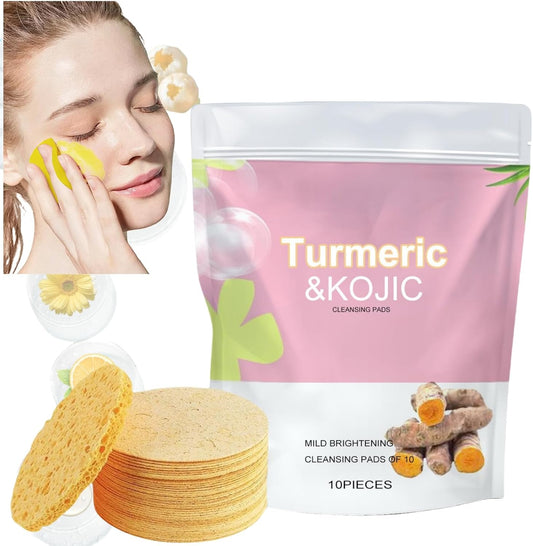 10PCS Turmeric Kojic Acid Cleansing Pads,Turmeric Kojic Pads,Turmeric Cleansing Pads,Turmeric Exfoliating Foaming Pads,Exfoliating Cleansing Pads,Exfoliating Pads,Face Cleansing Pads for Dull Skin