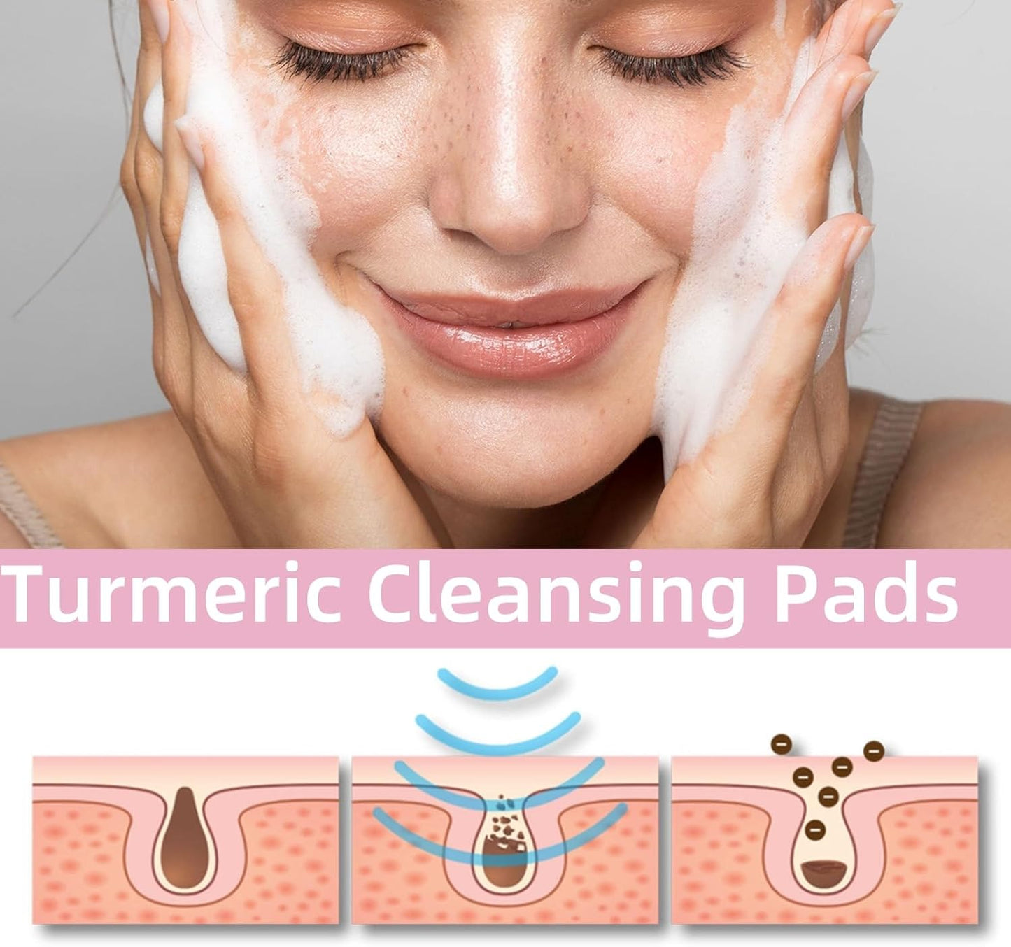 10PCS Turmeric Kojic Acid Cleansing Pads,Turmeric Kojic Pads,Turmeric Cleansing Pads,Turmeric Exfoliating Foaming Pads,Exfoliating Cleansing Pads,Exfoliating Pads,Face Cleansing Pads for Dull Skin